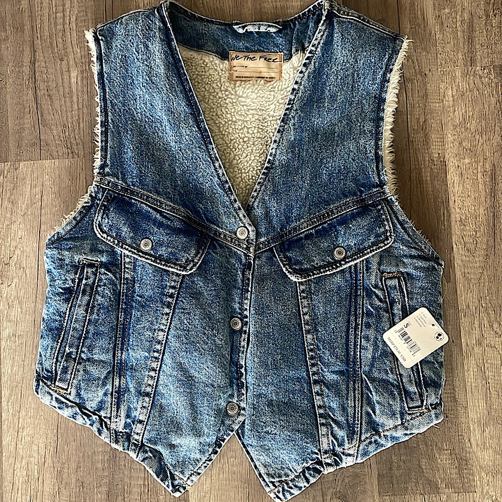 Free People denim sherpa vest